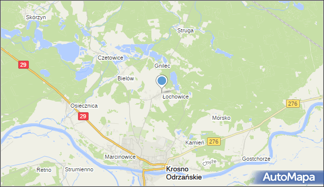 mapa Łochowice, Łochowice gmina Krosno Odrzańskie na mapie Targeo